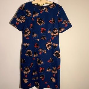 JCrew Factory Blue Floral Sheath Dress, 14